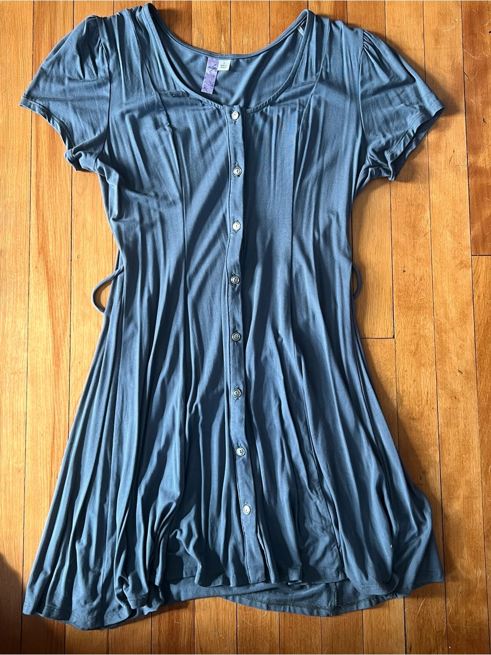 Women’s Slate Blue Button-Front Mini Dress